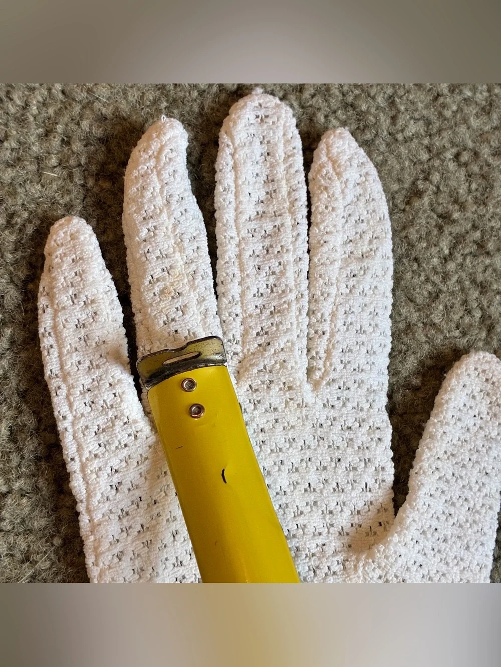 Womens XS Ivory Textured Stretchy Mesh Dress Gloves Costume Party Driving Formal
